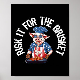 Affiche Risquer pour la poitrine Funny Pig Grilling Byrbec