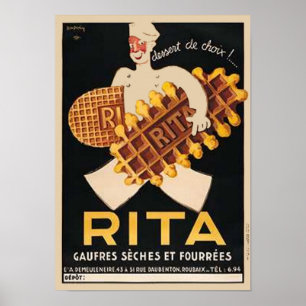 Affiche Rita Biscuits Annonce Vintage
