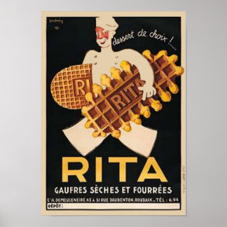 Affiche Rita Biscuits Annonce Vintage