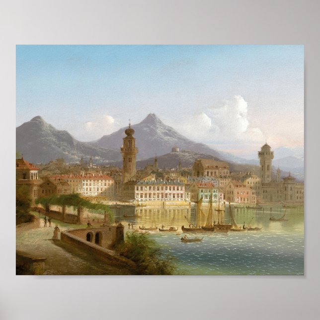 Affiche Riva sur le lac de Garde | Johann Wilhelm Jankowsk (Devant)