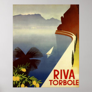 Affiche Riva Torbole, Lake Garda, Italy, Italian riviera