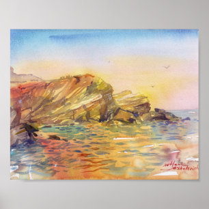 Affiche Rivage de coquilliers d'Odessa dans une aquarelle