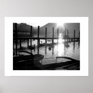 Affiche Rivage de Derwentwater au crépuscule : Lake Distri