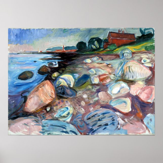 Affiche Rivage Edvard Munch avec Maison Rouge (Devant)