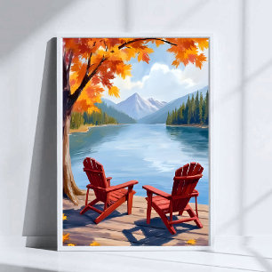 Affiche Rivage Matinal Paysage de Montagne Artistique Pa