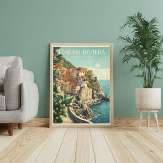 Affiche Rivages d'Azur d'Amalfi – Bord de mer italien vint