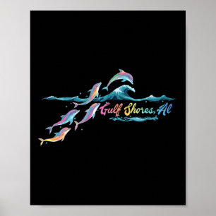 Affiche Rivages du golfe Alabama Dauphin Coloré Amoureux d