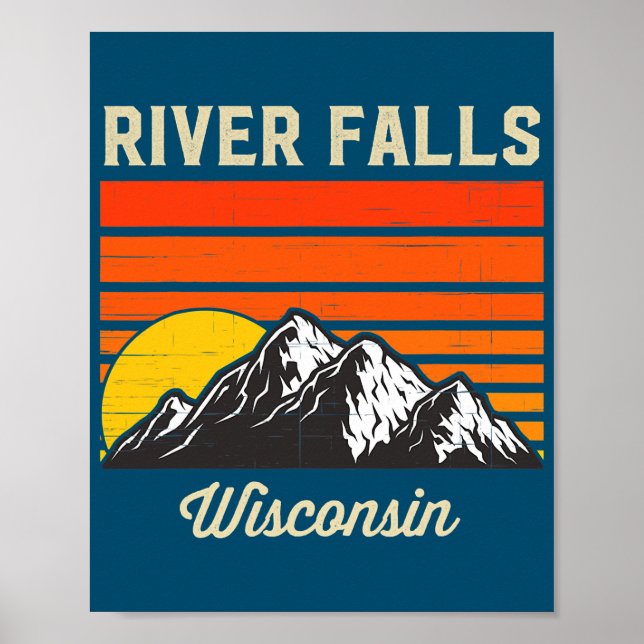 Affiche River Falls Wisconsin Retro City State USA (Devant)