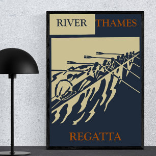 Affiche River Thames Regatta Vintage Retro Rowing Sport