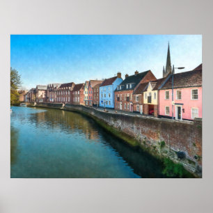 Affiche River Wensum Quayside Norwich Norfolk UK