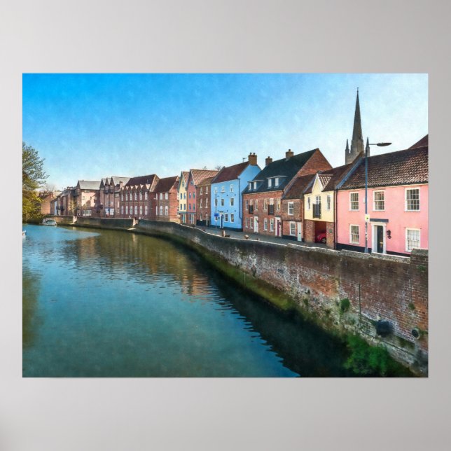 Affiche River Wensum Quayside Norwich Norfolk UK (Devant)