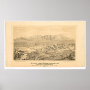 Affiche Riverside, CA. Carte panoramique 1877 (1404C)