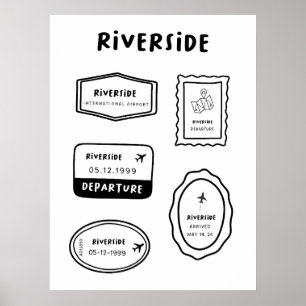 Affiche Riverside - Collection de timbres de voyage   Mini