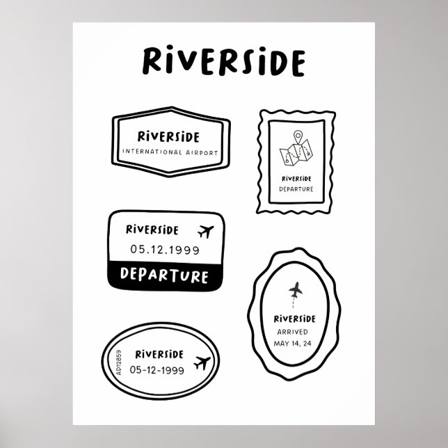 Affiche Riverside - Collection de timbres de voyage | Mini (Devant)