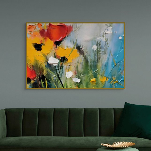 Affiche Riverside – Prairie Abstraite Expressive (Riverside – Expressive Abstract Meadow)