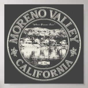 AFFICHE RIVERSIE DE LA VALLÉE DE MORENO CALIFORNIE VINTAGE