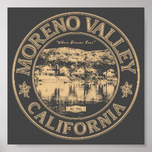 AFFICHE RIVERSIE DE LA VALLÉE DE MORENO CALIFORNIE VINTAGE