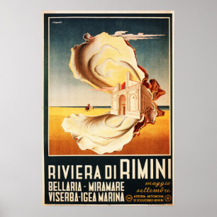 Affiche Riviera Di Rimini Vintage ITALIE Vacances touristi