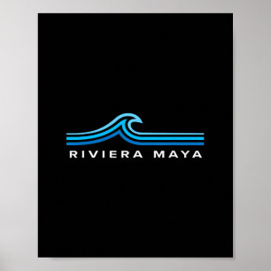 Affiche Riviera Maya Mexique Vagues Vintage Hommes Femmes