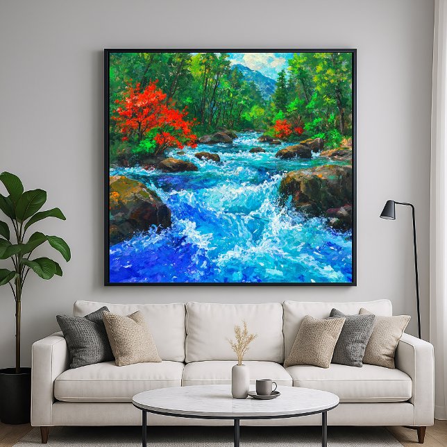 Affiche Rivière à travers la forêt - Style artistique impr (Créateur téléchargé)