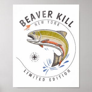 Affiche Rivière Beaverkill New York Pêche à la mouche Souv