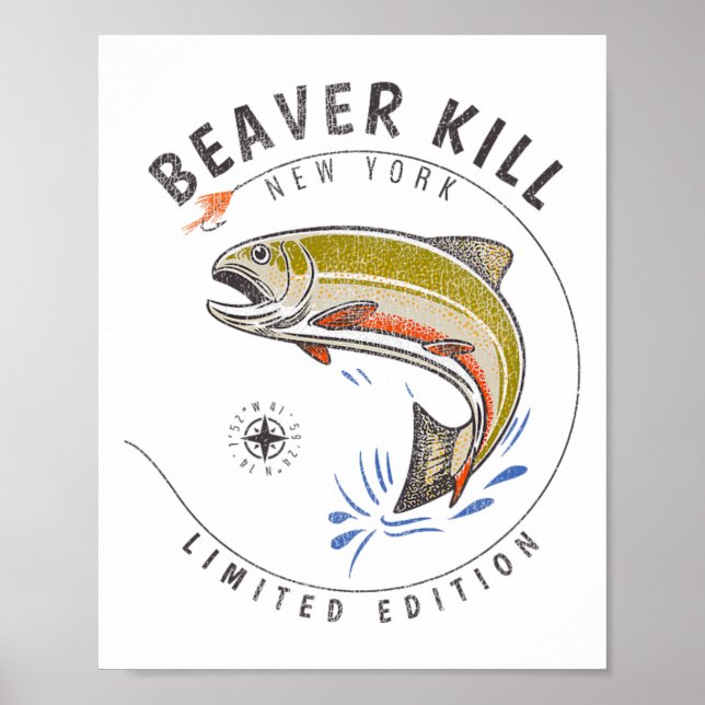 Affiche Rivière Beaverkill New York Pêche à la mouche Souv (Devant)