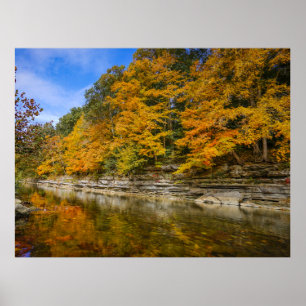 Affiche Rivière bleue à l'automne
