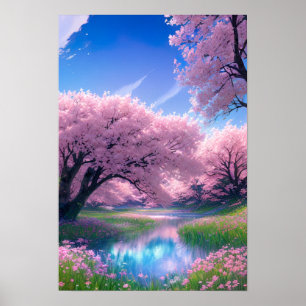 Affiche Rivière Bleue au Paradis Rose