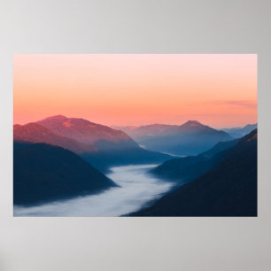 Affiche Rivière brumeuse Soča au lever du soleil