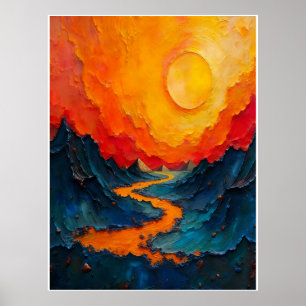 Affiche Rivière de Feu : Peinture à l'huile Impasto