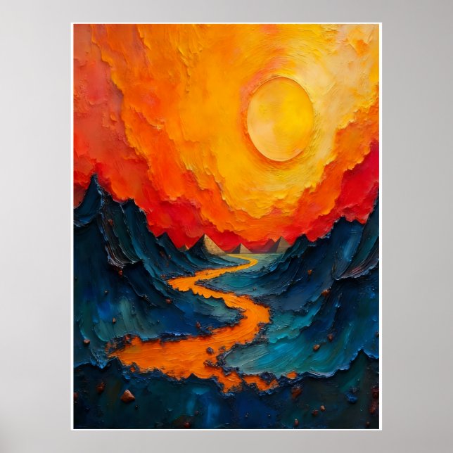 Affiche Rivière de Feu : Peinture à l'huile Impasto (Devant)