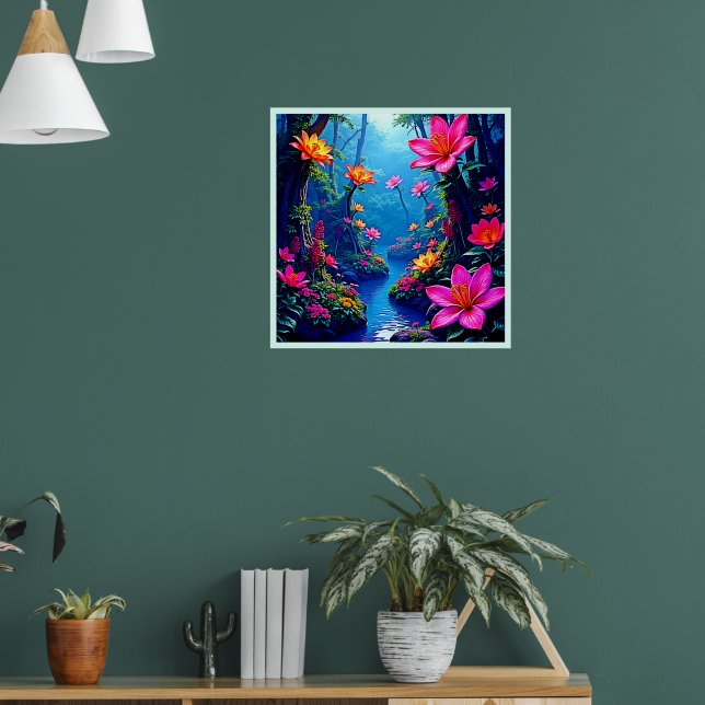 Affiche Rivière fleurie de la forêt enchantée Art (Salon 1)