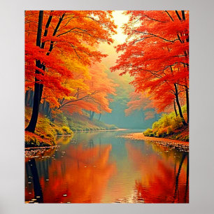 Affiche Rivière forestière d'automne