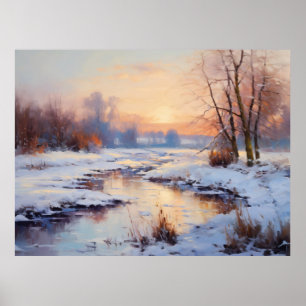 Affiche Rivière Havel glacée au coucher du soleil