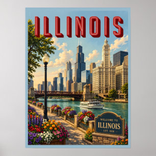 Affiche Rivière Illinois Chicago