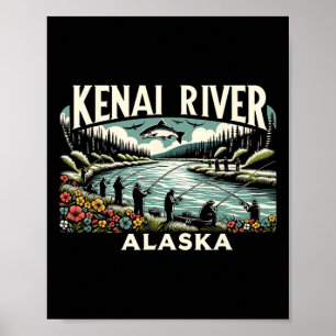 Affiche Rivière Kenai Alaska Ak Pêche au saumon Amoureux d