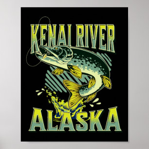 Affiche Rivière Kenai Alaska Vacances de Pêche Amateur de