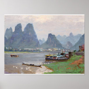 Affiche Rivière Li de beaux-arts à l'affiche de crépuscule