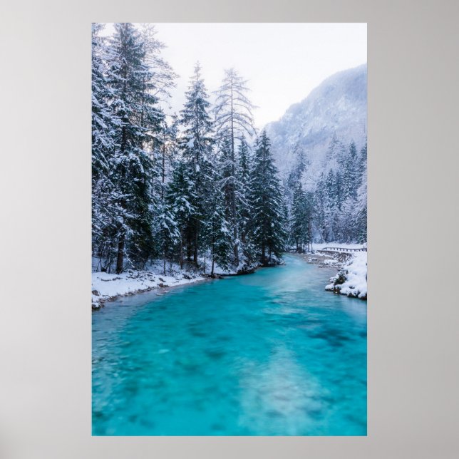 Affiche Rivière magique dans une forêt enchantée d'hiver (Devant)