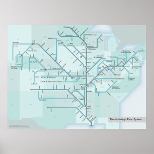 Affiche Rivière Mississippi 18 x 24