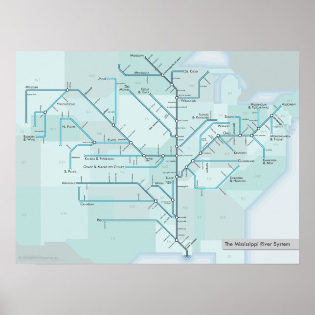 Affiche Rivière Mississippi 18 x 24 (Devant)