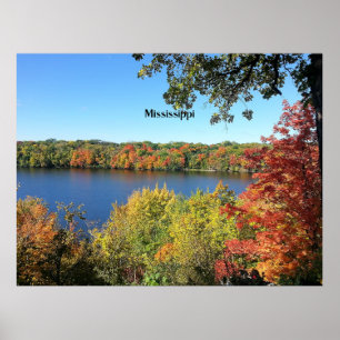 Affiche Rivière Mississippi, automne,