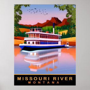 Affiche Rivière Missouri, Montana, Croiseur touristique, V