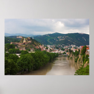 Affiche Rivière Mt'k'vari coulant, Tbilisi