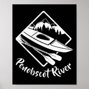 Affiche Rivière Penobscot Maine Kayak Canoë Rafting