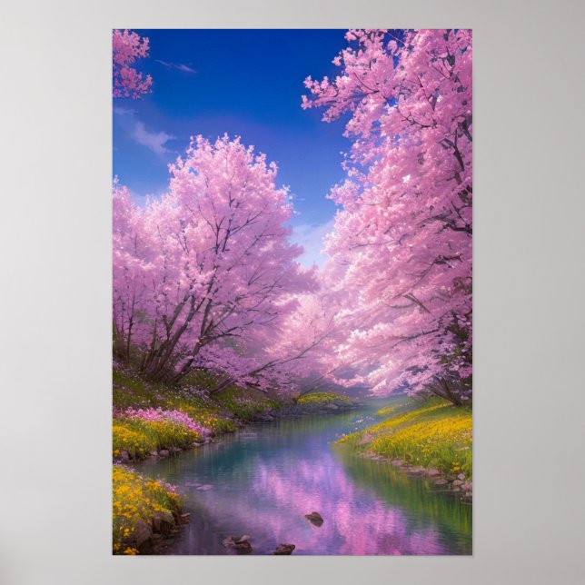Affiche Rivière tranquille adorée par les Sakura (Devant)