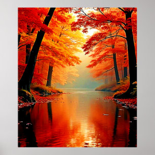 Affiche Rivière Vibrante de l'automne Gold Design