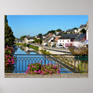 Affiche Rivière vue du pont à Josselin en France