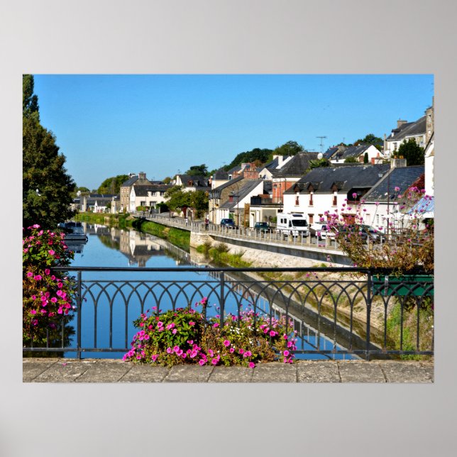 Affiche Rivière vue du pont à Josselin en France (Devant)