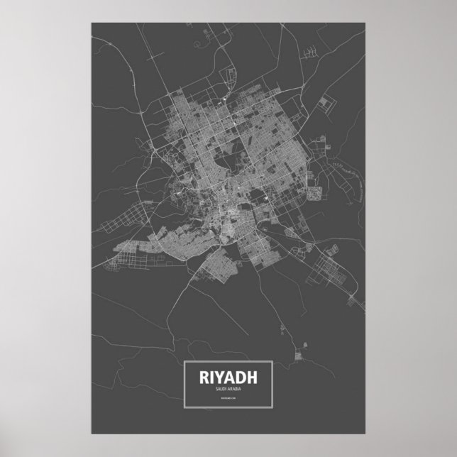 Affiche Riyad, Arabie saoudite (blanc sur noir) (Devant)